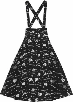 Collectif Morgan Creepy Girl 80's Midi Swing Skirt Black
