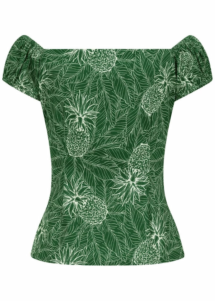 Collectif Dolores Pineapple Palm 50's Top Green 5 Collectif Dolores Pineapple Palm 50's Top Green - Image 3