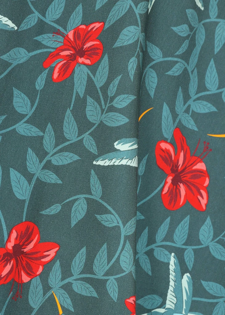 Collectif Matilde Hummingbird Eden Swing Skirt Teal 7 Collectif Matilde Hummingbird Eden Swing Skirt Teal - Image 5