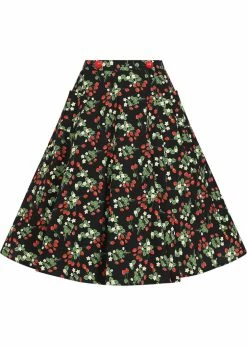 Collectif Luella Wild Strawberries 50's Swing Skirt Black
