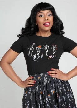 Collectif Skeleton Boo-gie Girly T-Shirt Black