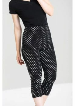 Hell Bunny Kay Polkadot 50's Capri Trousers Black