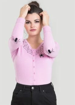 Hell Bunny Spider 50's Cardigan Pink