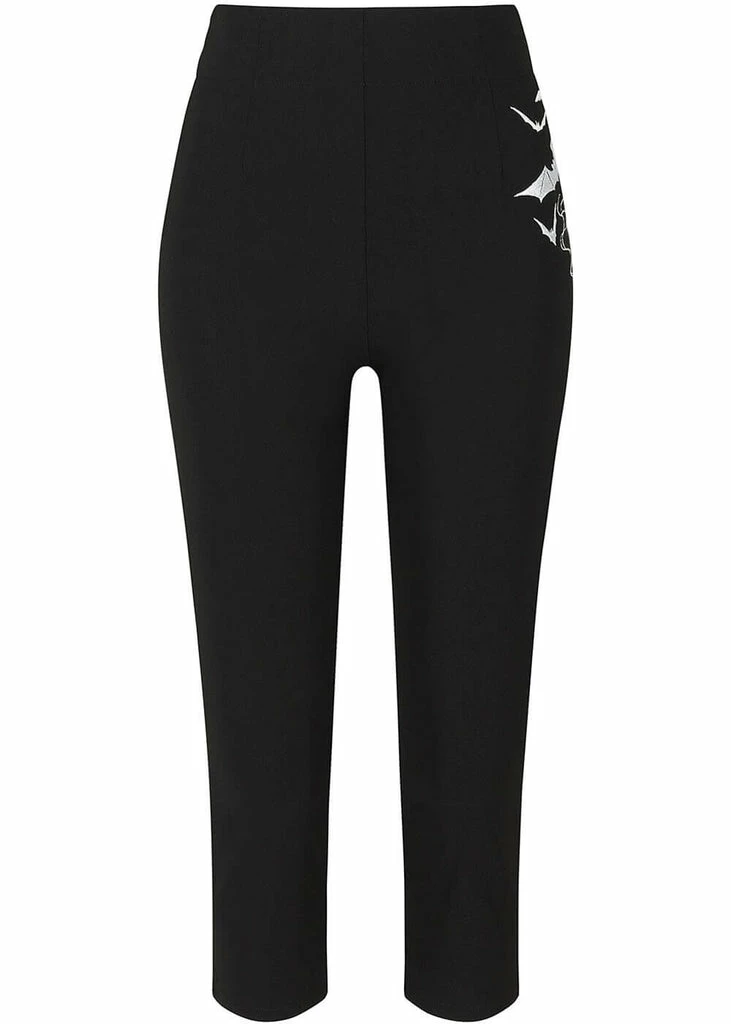 Hell Bunny Full Moon Bats Capri Trousers Black 5 Hell Bunny Full Moon Bats Capri Trousers Black - Image 3