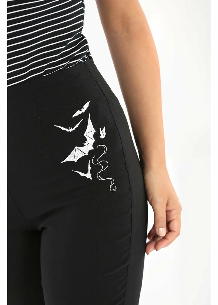Hell Bunny Full Moon Bats Capri Trousers Black 4 Hell Bunny Full Moon Bats Capri Trousers Black - Image 2