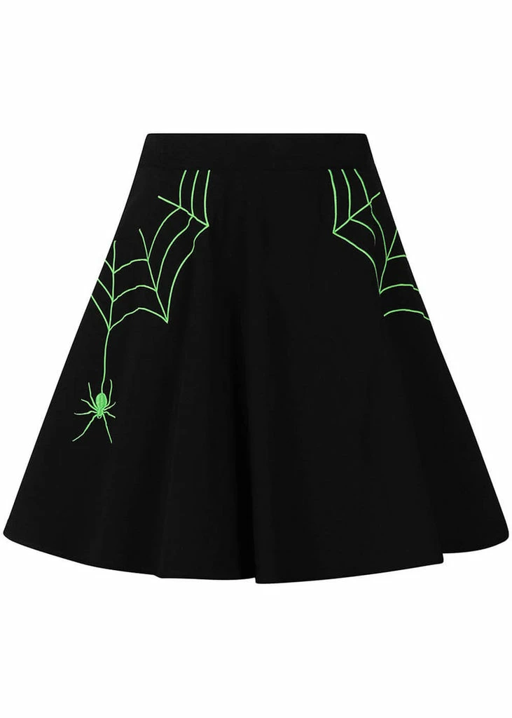 Hell Bunny Miss Muffet Spider Skirt Black Green 3 Hell Bunny Miss Muffet Spider Skirt Black Green