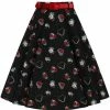 Hell Bunny Petals Hearts 50's Swing Skirt Black