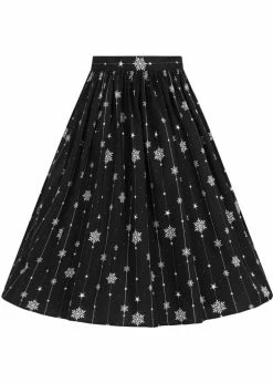 Hell Bunny Belle Snowflake 50's Swing Skirt Black