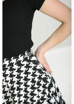 Hell Bunny Blake Houndstooth 60's A-Line Skirt Black White -KILLSTAR Sales Store hell bunny HLB50156 blake skirt blk white 2 1024x1024