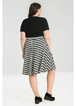 Hell Bunny Blake Houndstooth 60's A-Line Skirt Black White -KILLSTAR Sales Store hell bunny HLB50156 blake skirt blk white 7 1024x1024