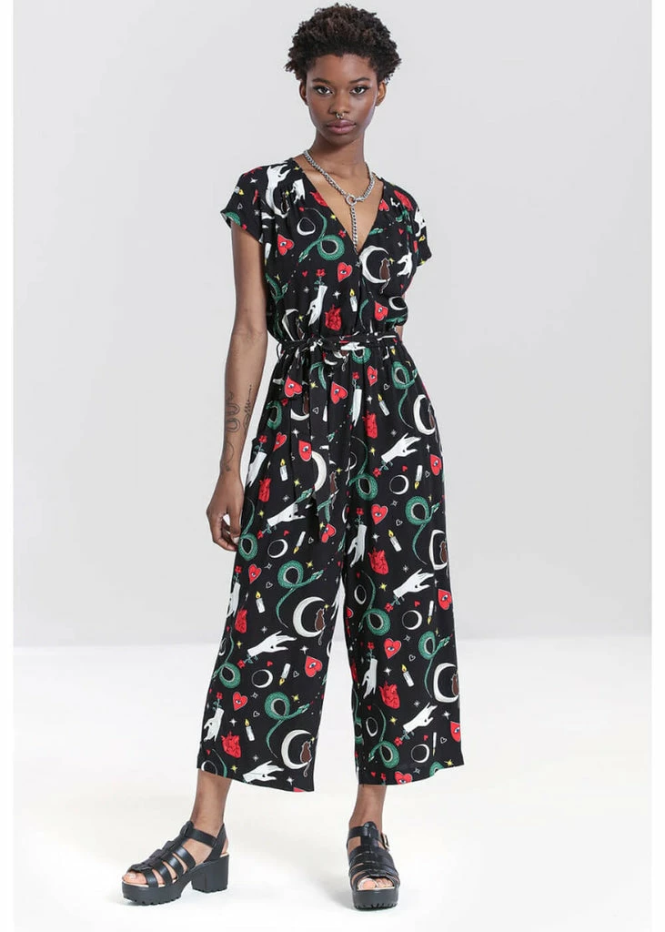 Hell Bunny Good Fortune Snake 70's Jumpsuit Black 5 Hell Bunny Good Fortune Snake 70's Jumpsuit Black - Image 3