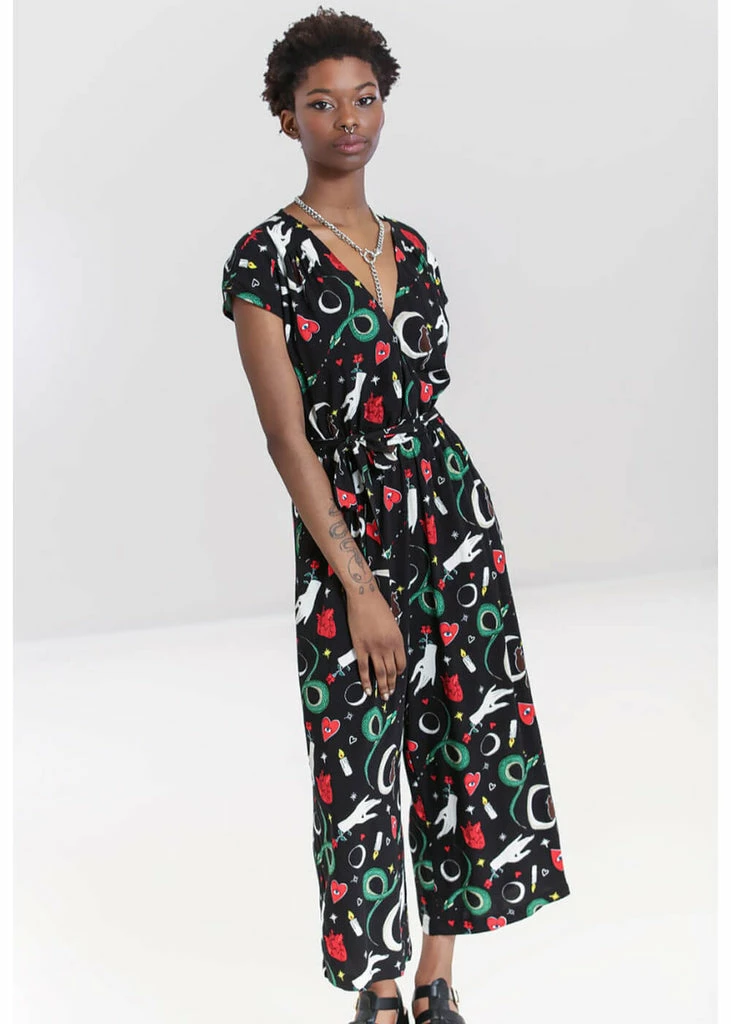 Hell Bunny Good Fortune Snake 70's Jumpsuit Black 8 Hell Bunny Good Fortune Snake 70's Jumpsuit Black - Image 6