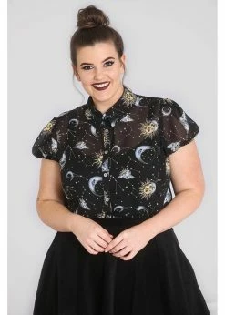 Hell Bunny Solaris Sun & Moon 70's Blouse Black -KILLSTAR Sales Store hell bunny HLB60003 solaris blouse blk 0 1024x1024