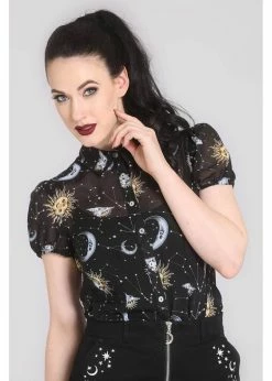 Hell Bunny Solaris Sun & Moon 70's Blouse Black -KILLSTAR Sales Store hell bunny HLB60003 solaris blouse blk 5 1024x1024