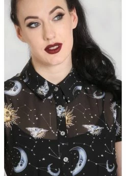 Hell Bunny Solaris Sun & Moon 70's Blouse Black -KILLSTAR Sales Store hell bunny HLB60003 solaris blouse blk 6 1024x1024