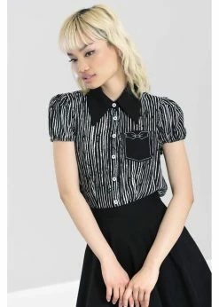 Hell Bunny Regan 50's Blouse Black -KILLSTAR Sales Store hell bunny HLB60114 regan blouse blk wt 4 1024x1024