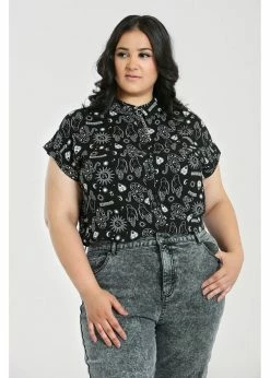 Hell Bunny Hello Goodbye Ouija Shirt Black -KILLSTAR Sales Store hell bunny HLB60115 hello goodbye shirt blk 4 1024x1024