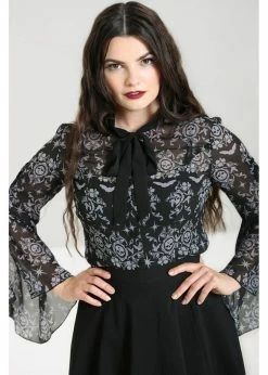 Hell Bunny Lost Whispers 40's Blouse Black