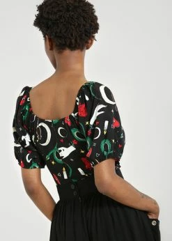 Hell Bunny Good Fortune Snake 70's Crop Top Black -KILLSTAR Sales Store hell bunny HLB60144 good fortune crop top blk 2 1024x1024