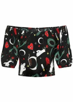 Hell Bunny Good Fortune Snake 70's Crop Top Black -KILLSTAR Sales Store hell bunny HLB60144 good fortune crop top blk 4 1024x1024