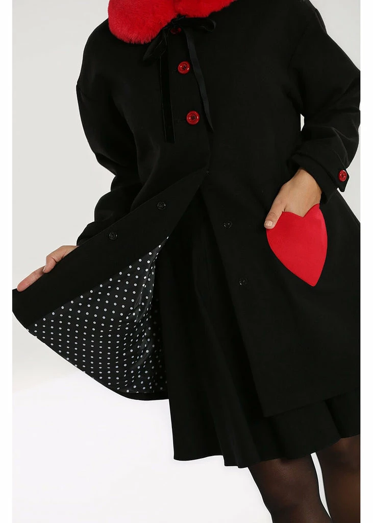Hell Bunny Corazon Heart Coat Black Red - Image 2