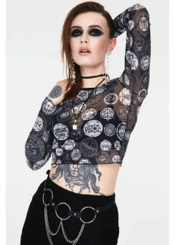 Jawbreaker Demon Sigil Mesh Top Black