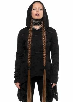 Killstar Hex Hooded Top Black -KILLSTAR Sales Store killstar KSRA003508 hex hooded top blk 0 1024x1024
