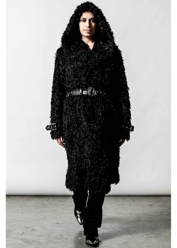 Killstar Epic Faux-Fur Cardigan Coat Black 3 Killstar Epic Faux-Fur Cardigan Coat Black