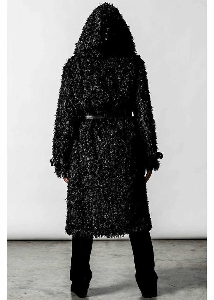 Killstar Epic Faux-Fur Cardigan Coat Black 4 Killstar Epic Faux-Fur Cardigan Coat Black - Image 2