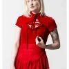 Killstar Malady Velvet 40's Top Red