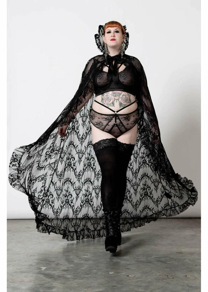 Killstar Vampyren Lace Cape Black 7 Killstar Vampyren Lace Cape Black - Image 5