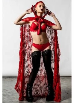 Killstar Vampyren Lace Cape Scarlet Red