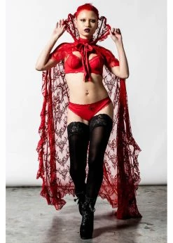 Killstar Vampyren Lace Cape Scarlet Red -KILLSTAR Sales Store killstar KSRA004446 vampyren lace cape scarlet 2 1024x1024