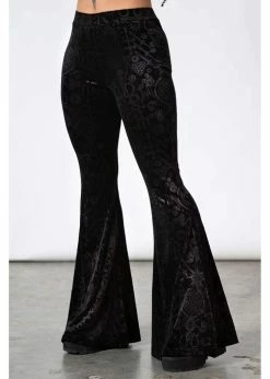 Killstar Magick Mourning Velvet Flare 70's Trousers Black