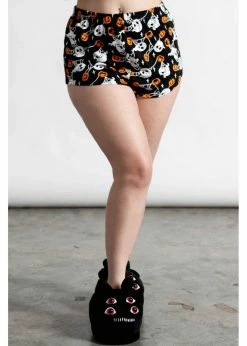 Killstar Haunted Pumpkin Pyjama Shorts Black