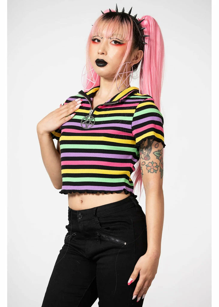 Killstar Rainbow Child 70's Crop Top Multicolour 4 Killstar Rainbow Child 70's Crop Top Multicolour - Image 2