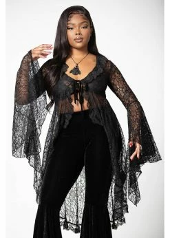 Killstar Vilania 70's Lace Duster Black -KILLSTAR Sales Store killstar KSRA005071 vilania lace duster blk 0 1024x1024