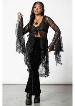 Killstar Vilania 70's Lace Duster Black -KILLSTAR Sales Store killstar KSRA005071 vilania lace duster blk 2 1024x1024