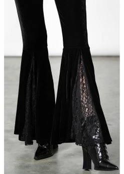 Killstar Marisol Velvet 70's Flare Bell Bottoms Trousers Black -KILLSTAR Sales Store killstar KSRA005109 marisol trousers blk 4 f35576d3 f5cf 40c1 b4f0 400f22f8eb80 1024x1024