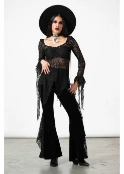 Killstar Mahina Velvet 70's Flare Trousers Black -KILLSTAR Sales Store killstar KSRA005159 mahina velvet flare trousers blk 6 1024x1024