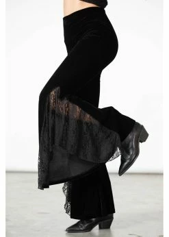 Killstar Mahina Velvet 70's Flare Trousers Black