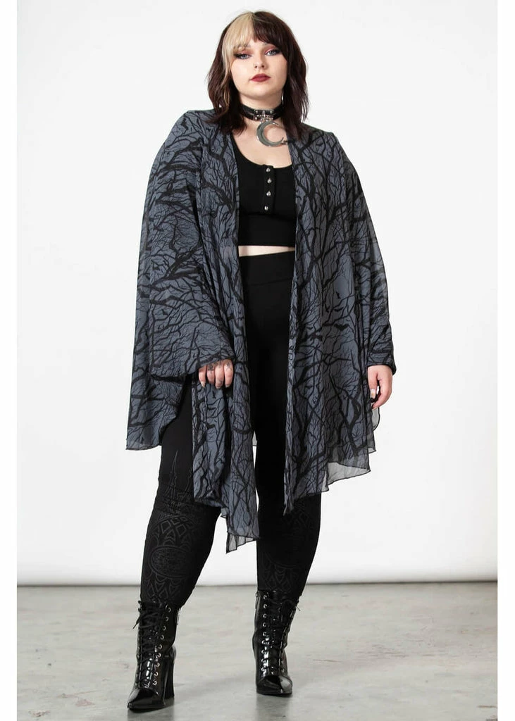 Killstar Obscurum Chiffon Wicked Wood Cardigan Black 5 Killstar Obscurum Chiffon Wicked Wood Cardigan Black - Image 3