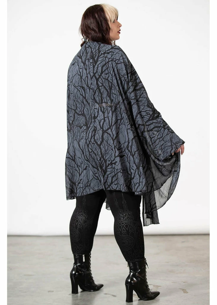 Killstar Obscurum Chiffon Wicked Wood Cardigan Black 6 Killstar Obscurum Chiffon Wicked Wood Cardigan Black - Image 4