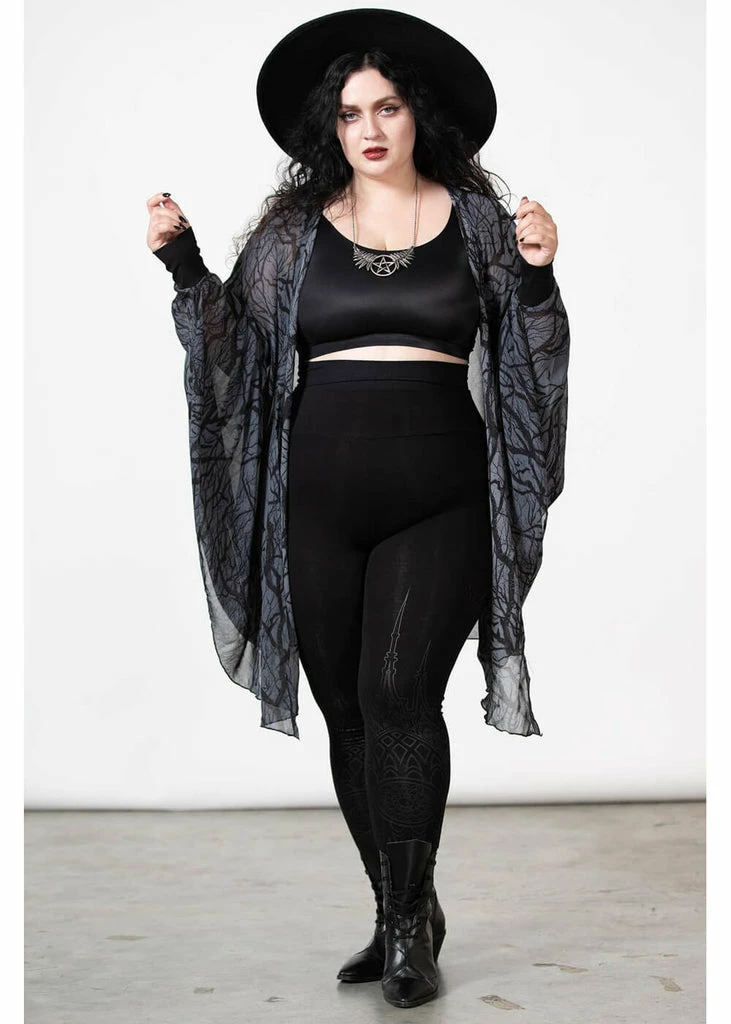 Killstar Obscurum Chiffon Wicked Wood Cardigan Black 7 Killstar Obscurum Chiffon Wicked Wood Cardigan Black - Image 5