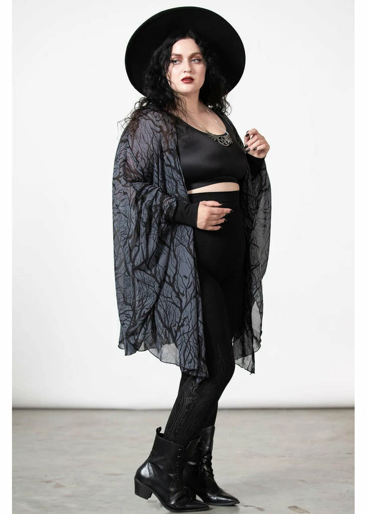 Killstar Obscurum Chiffon Wicked Wood Cardigan Black 8 Killstar Obscurum Chiffon Wicked Wood Cardigan Black - Image 6