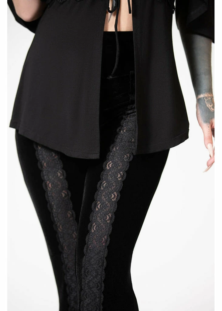 Killstar Verna Velvet Flare Trousers Black 4 Killstar Verna Velvet Flare Trousers Black - Image 2