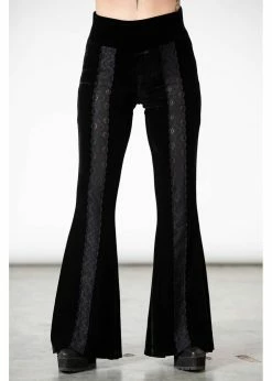 Killstar Verna Velvet Flare Trousers Black