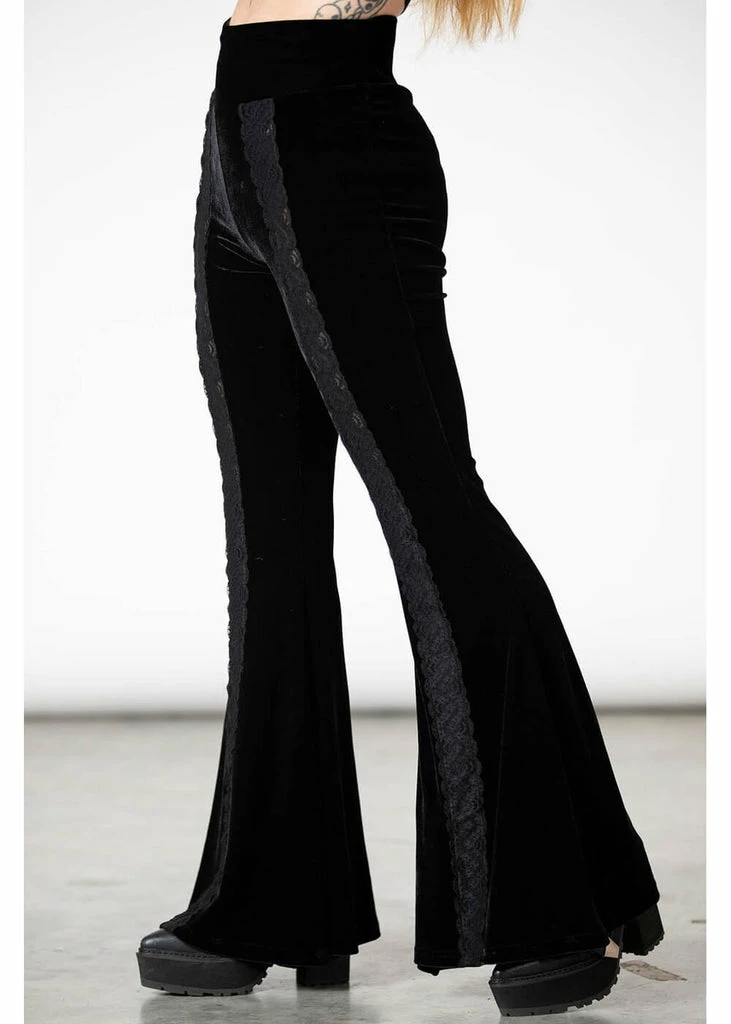 Killstar Verna Velvet Flare Trousers Black 6 Killstar Verna Velvet Flare Trousers Black - Image 4