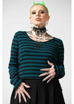 Killstar Chimera Stripe Top Green -KILLSTAR Sales Store killstar KSRA006232 chimera top green 3 33d651b2 5464 4090 9a00 1eb77199a001 1024x1024