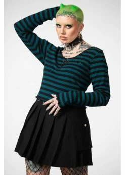 Killstar Chimera Stripe Top Green -KILLSTAR Sales Store killstar KSRA006232 chimera top green 4 33f86056 1bb8 4858 bf85 58fb907a8c51 1024x1024